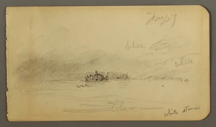 Tekening, Bosrand in mist, mogelijk 1878