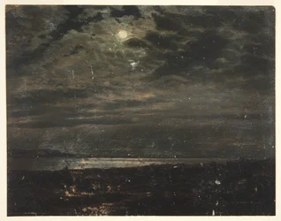 Kust bij maanlicht (mogelijk Maine)