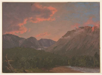 Berglandschap bij zonsondergang