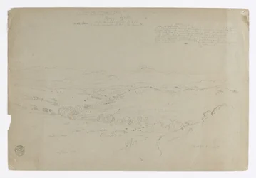 Studie.  Landschap met de berg Puresé.  Schets.  Landschap.