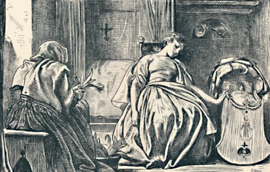 Tessa thuis. Uit George Eliots Romola, 1862-63, 1923