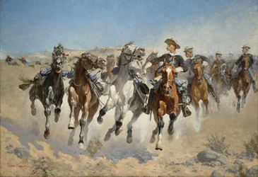 Te voet: De vierde ruiters verplaatsen de geleide paarden