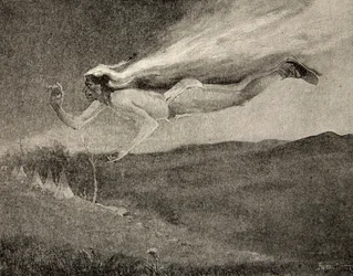 Gloorde als Ishkoodah, de komeet, als de ster met vurige lokken, uit The Song of Hiawatha door Henry Wadsworth Longfellow, uitgegeven door George G. Harrap en Company Ltd., 1911