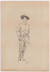 Schets van een Texas Ranger voor 