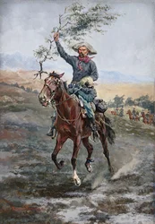 De vlag van de wapenstilstand in de Indiase oorlog, 1886