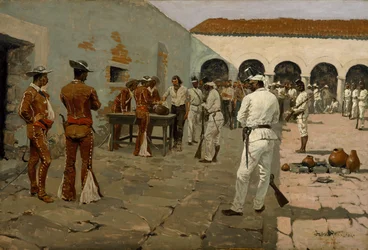 De expeditie van Mier: het trekken van de zwarte boon (gevangenen trekken hun bonen) 1869