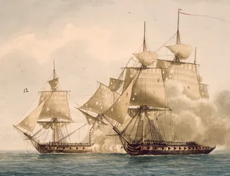 Gevecht tussen Franse fregat Amazone en Britse fregat Santa Marguerita in Chesapeake Bay, 29 juli
