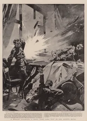 Een verpeste lunch, een granaat van Long Tom in het hotel van onze kunstenaar