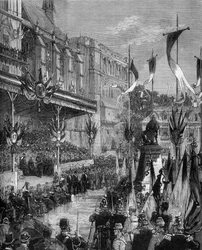 Inhuldiging van het standbeeld van Adolphe Thiers (1797-1877) op Place Thiers de Saint Germain en Laye (Saint-Germain-en-Laye), 19 september