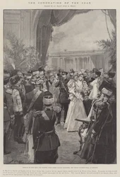 De Kroning van de Tsaar, Aankomst van de Tsaar en Tsarina met hun Jonge Dochter, de Grote Hertogin Olga, in Moskou