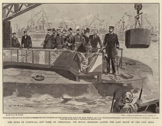 De Hertog van Cornwall en York in Gibraltar, Zijne Koninklijke Hoogheid legt het Laatste Blok van de Nieuwe Mole