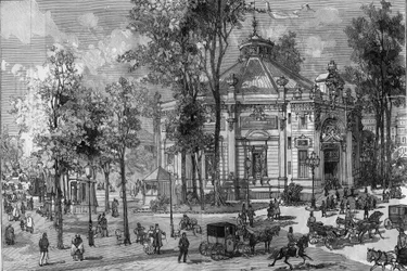 Uitzicht op het Panorama Marigny theater tijdens de bouw door Charles Garnier (1825-1895) in Parijs