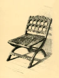 Opvouwbare stoel, walnotenhout, 16e-17e eeuw, 1881