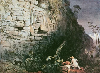 Hoofd van Itzam Na, Izamal, Yucatan, Mexico, 1844