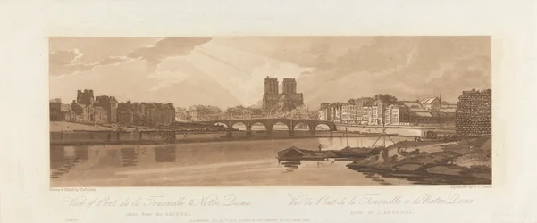 Uitzicht op Pont de la Tournelle en Notre Dame, genomen vanaf het Arsenal 1802