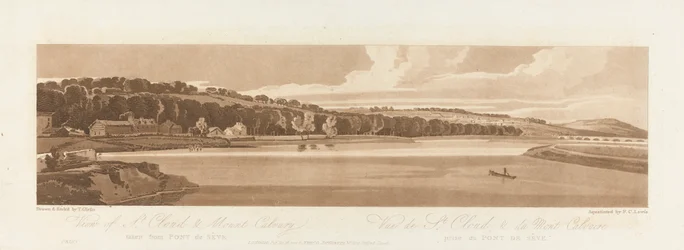 Uitzicht op St. Cloud en Mt. Calvary vanaf Pont de Seve 1802; Plaat 18 uit Uitzichten in Parijs, het Emanuel Volume tracing van de plaat B1981.25.2627