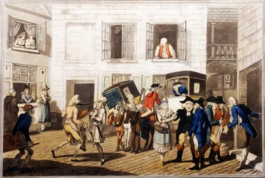 Herbergplaats in Calais, uitgegeven door William Holland, Londen, 1790