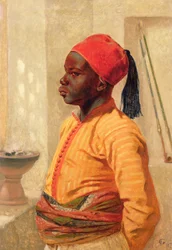 Halflang portret van een Arabische jongen
