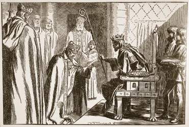Inhuldiging van een Saksische bisschop, illustratie uit 