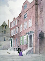 Uitzicht op het kantoor van de vicaris-generaal, Bell Yard, Knightrider Street, City of London