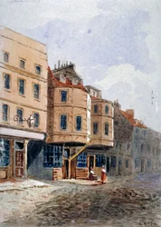 Uitzicht op het Huis van Oliver Cromwell, Clements Lane, Westminster, Londen