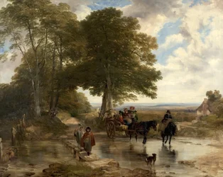 Marktwagen bij een Beek, 1845