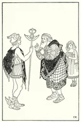 Midas zag de gestalte van een vreemdeling in de kamer staan