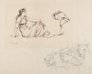 Vrouw en een Kraanvogel (Waakzaamheid?)