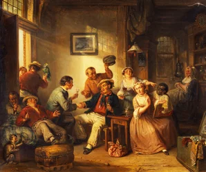 Reizigers rustend in een herberg, 1852