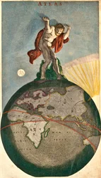 Atlas ondersteunt het hemelgewelf en zet zich af op de aarde