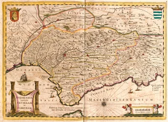 Kaart van Andalusië, met Sevilla en Córdoba, Spanje