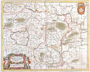 Kaart van het Aartsbisdom Mainz, Duitsland