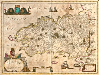 Kaart van het hertogdom Bretagne (Frankrijk)