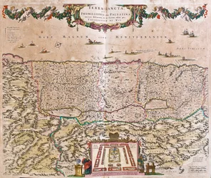 Kaart van het Heilige Land (Israël, Palestina) (ets)