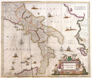 Kaart van het Koninkrijk Napels (Italië)