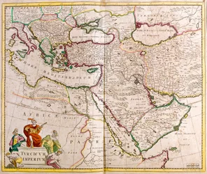 Kaart van het Turkse Rijk (ets)