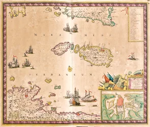 Kaart van het eiland Malta (ets)