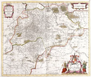 Kaart van de markgraafschap Misnie (Duitsland) (ets)
