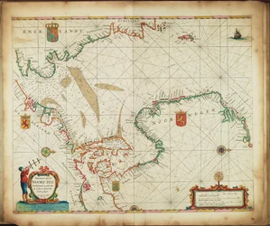 Pascaart van de Noordzee met alle Kusten en Havens