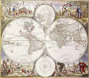 Wereldkaart uit de Atlas Maior, ca. 1705