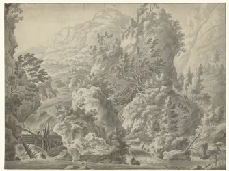Berglandschap met waterval