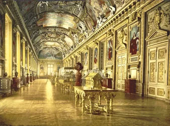 Een galerij in het Louvre, Parijs, 1890-1900