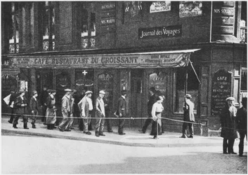 Café du Croissant, waar Jean Jaurès werd vermoord, hoek Rue du Croissant en Rue Montmartre, 1914