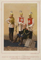 Russische Leger: Regiment van de Ridders-Garde van H.M. Keizerin Maria-Feodorovna, Officier en Soldaten in Diverse Uniformen