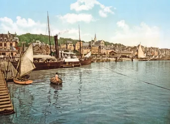 Pakketboot op de Touques Rivier, Trouville, gepubliceerd 1900