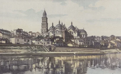 Périgueux, Kathedraal Saint-Front, uitzicht vanaf de linkeroever van de Isle