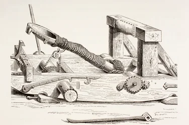 15e-eeuwse mangonel, uit Les Arts au Moyen Age, gepubliceerd 1873