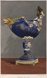 16e-eeuwse gondelvormige beker ingelegd met lapis lazuli, gemonteerd in geëmailleerd en verguld zilver, illustratie uit het Dictionnaire de l