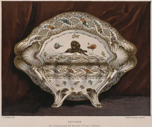 18e-eeuwse Sevres porseleinen terrine, illustratie uit het Dictionnaire de l