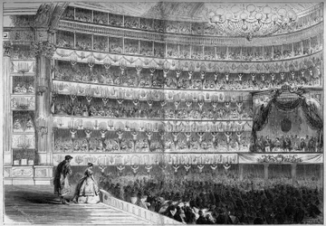 18e-eeuwse architectuur: interieur van het Koninklijk Theater (Teatro Regio) in Turijn (Italië) tijdens een galavoorstelling op 23 januari.